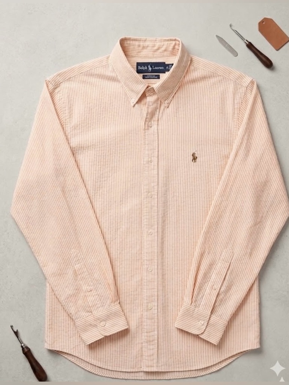 NWT Ralph Lauren Men’s Custom Fit Striped Button-Down Shirt Size XL